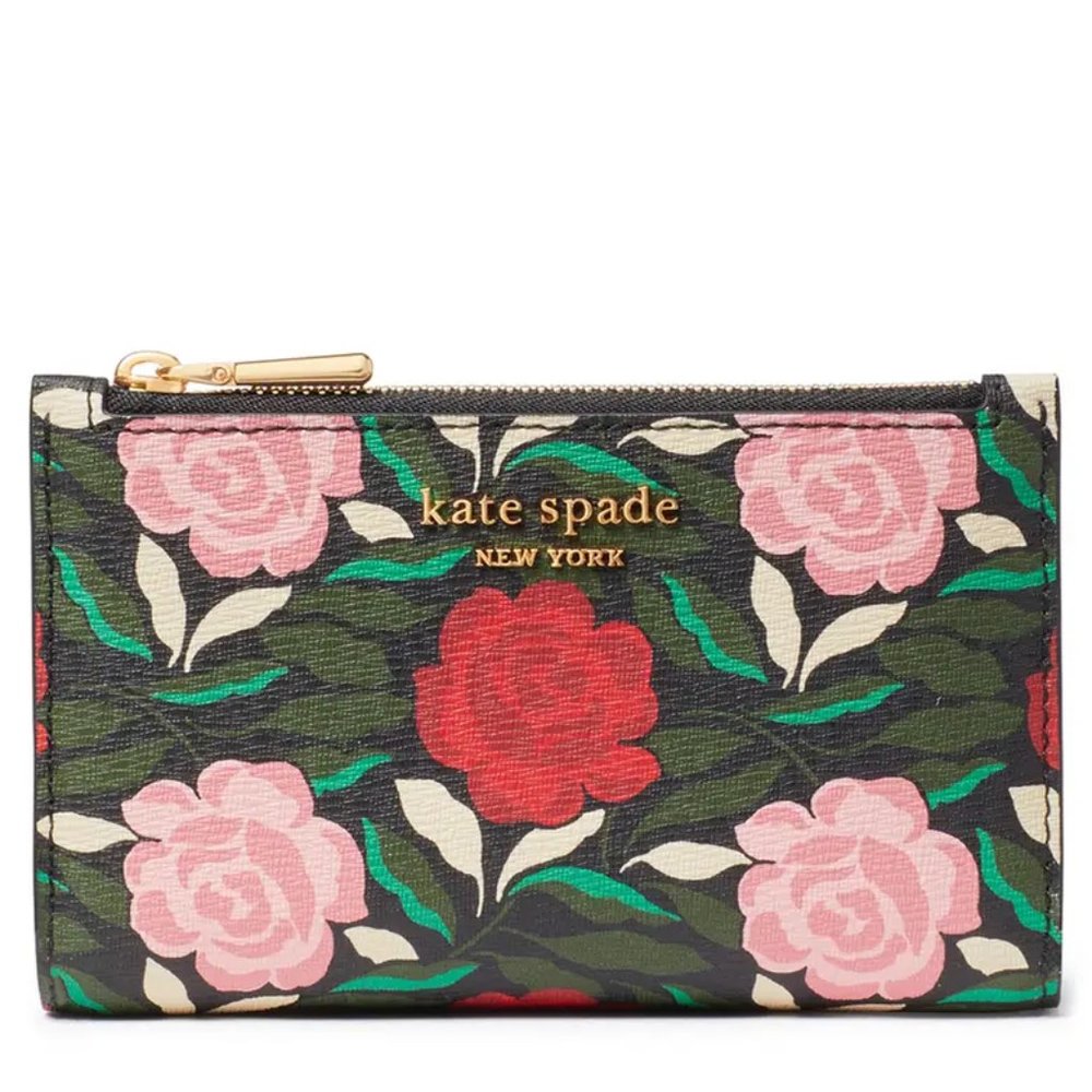 NWOT- KATE SPADE Morgan Rose Garden zip-top wallet